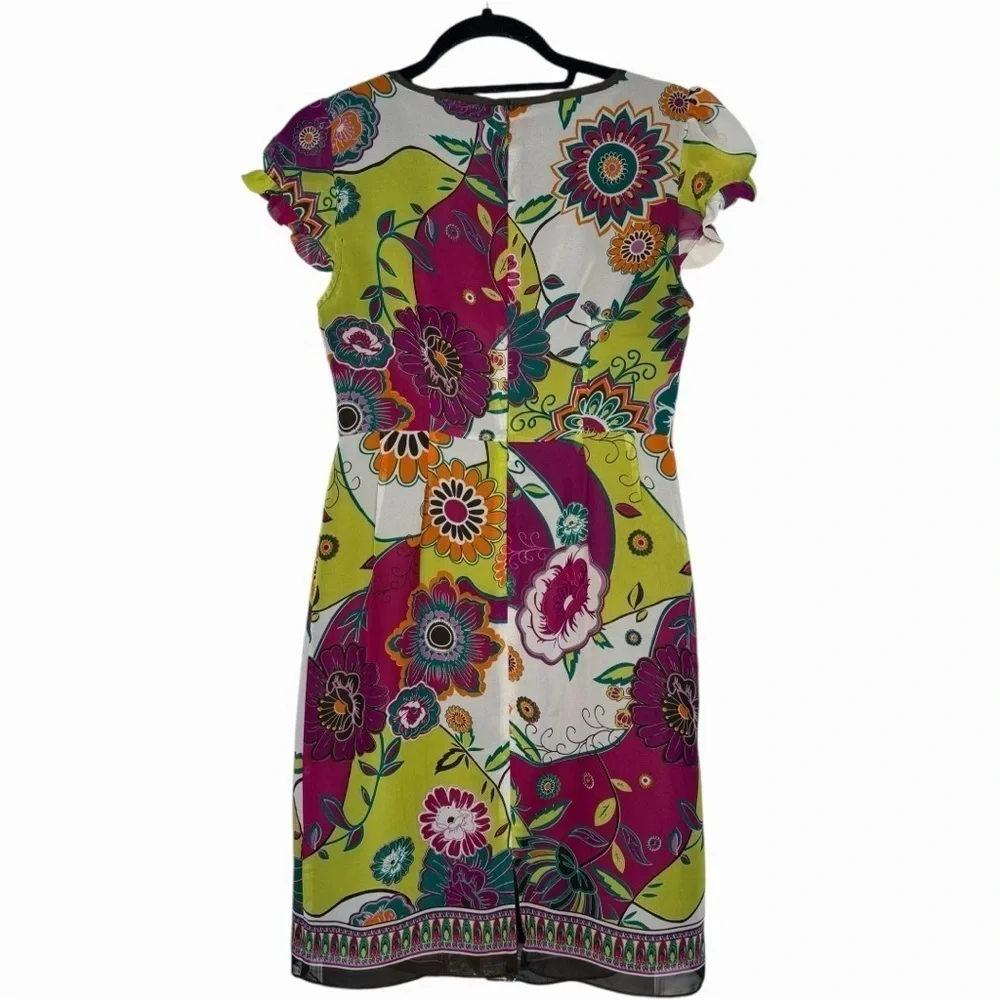 ECI New York Modern Short Sleeve knee length floral Dress Size 2 - Picture 2 of 6